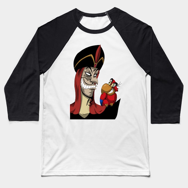 Jafar and Iago Baseball T-Shirt by Black Snow Comics